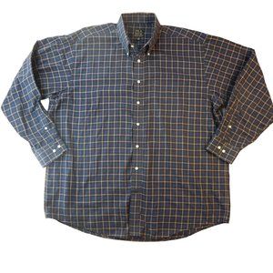 Jos. A Banks Shirt Men's Long Sleeve Button Up Blue Yellow Plaid Extra Large